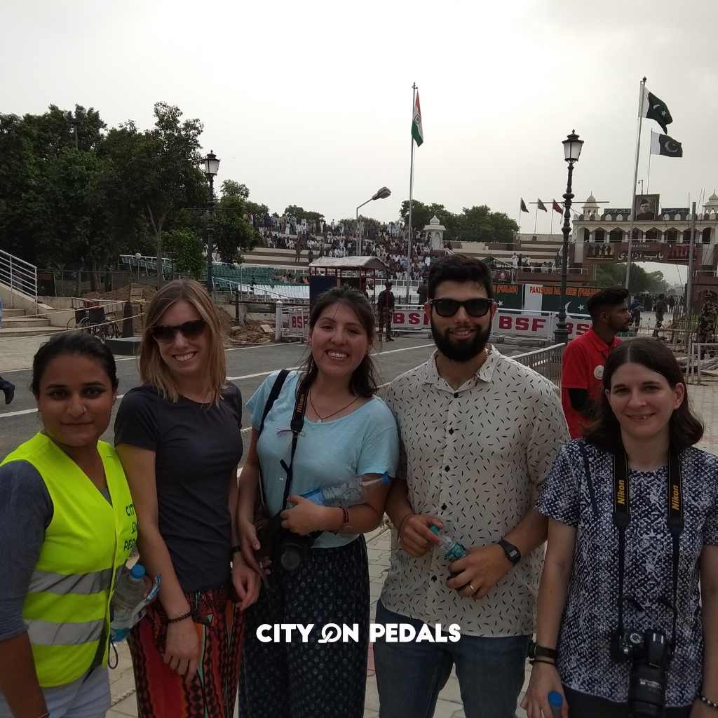 Mixed group of travelers at the Wagah Border with our guide