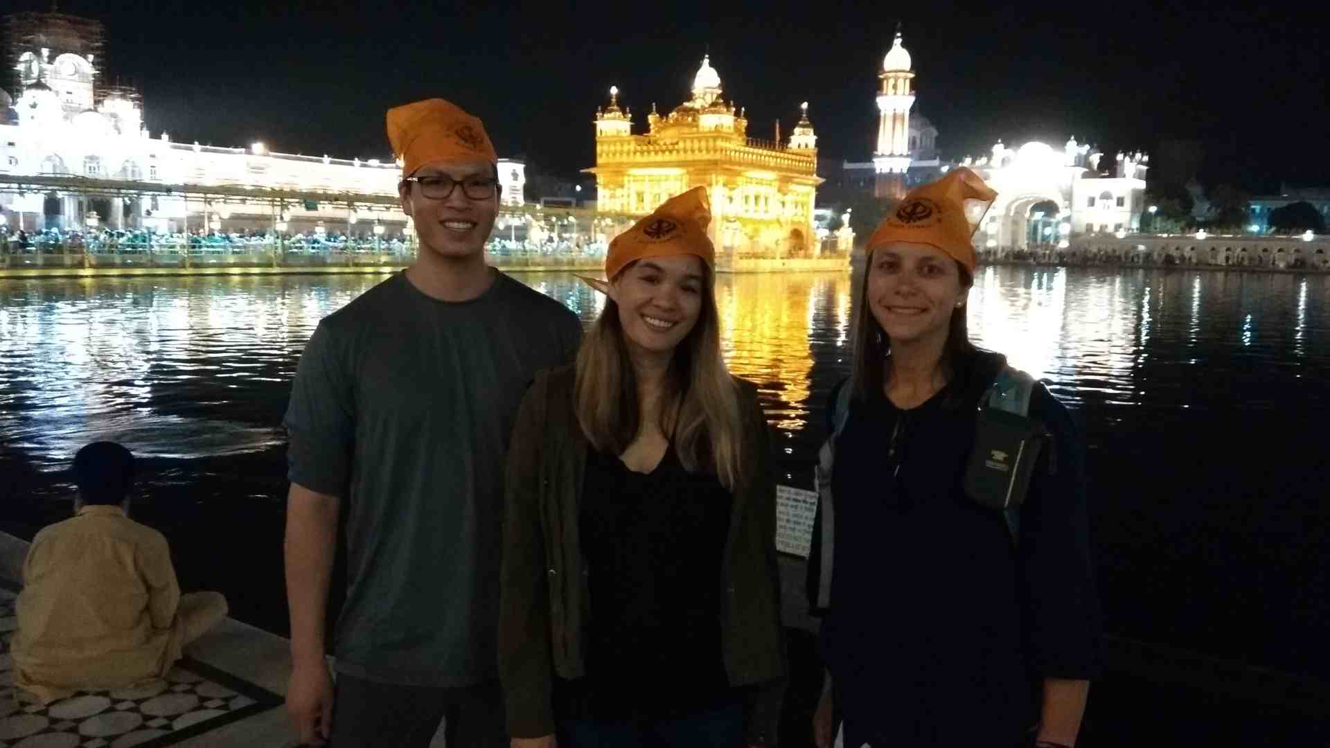 Travelers inside the Golden Temple