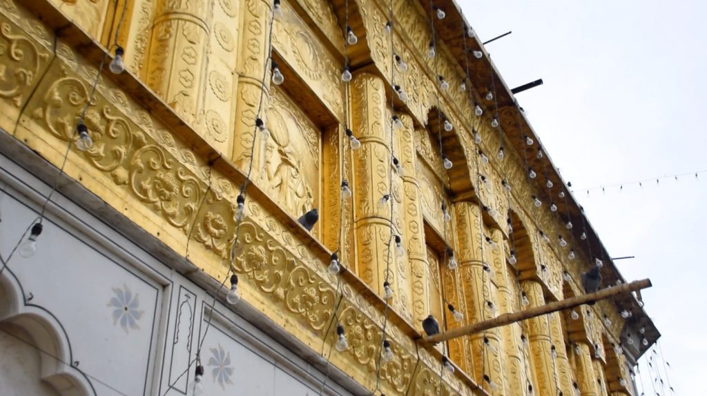 Gold plated walls of temple