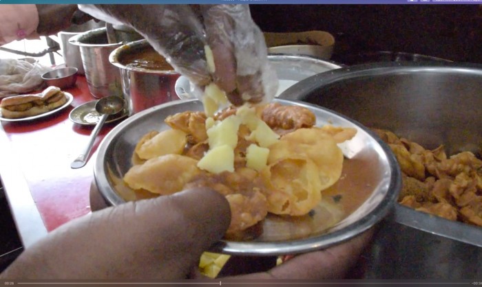 Boiled potatoes as toppings